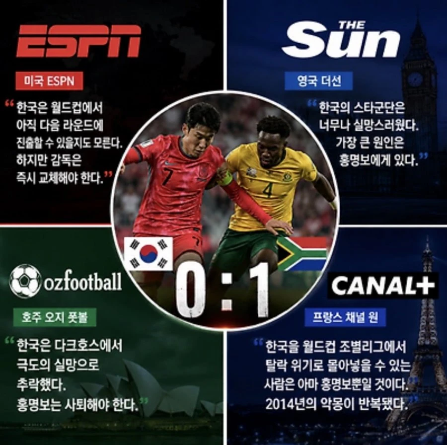 남아공 경기 외신들 평가