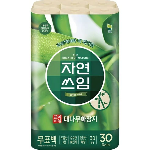 [ㅋㅍ]자연쓰임 프리미엄 3겹 대나무 펄프 화장지, 30m, 30개입, 1개( 15,150원, 11% 할인)