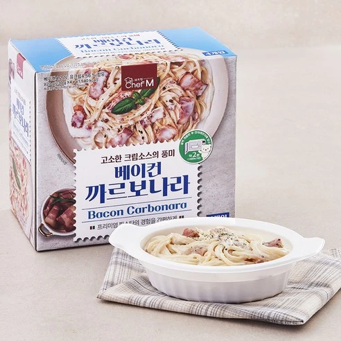 [ㅋㅍ]쉐프엠 베이컨까르보나라 파스타 4인분, 230g, 4개, 230g × 4개( 10,320원, 24% 할인)