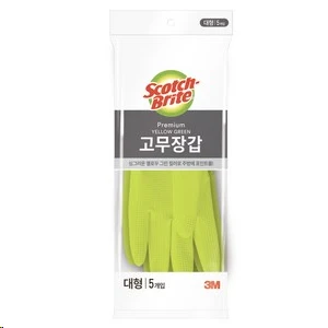 [ㅋㅍ]스카치브라이트 프리미엄 고무장갑 5개입, 옐로우그린 ( 8,990원 )
