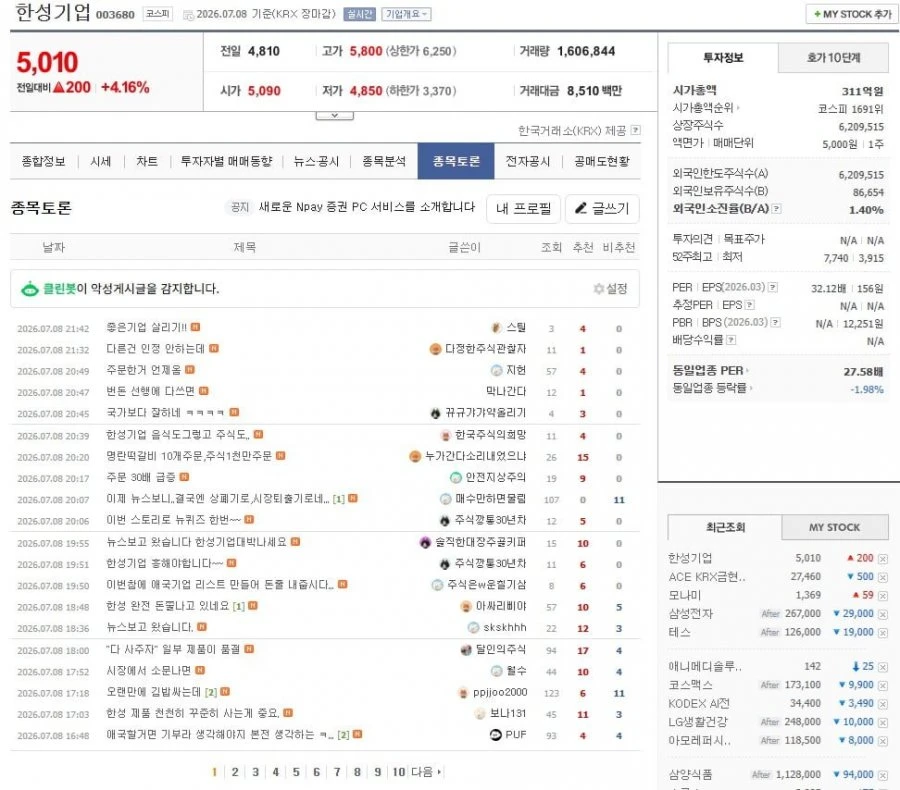 펌) 한성기업 주식게시판 근황 jpg