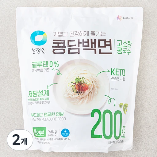 [ㅋㅍ]청정원 콩담백면 콩국수 4인분, 760g, 2개( 21,520원, 31% 할인)