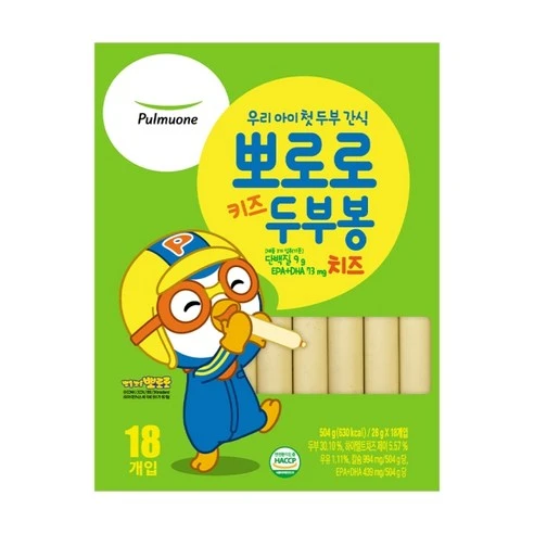 [ㅋㅍ]풀무원 뽀로로 키즈 두부봉 치즈, 504g, 1개( 7,650원, 30% 할인)