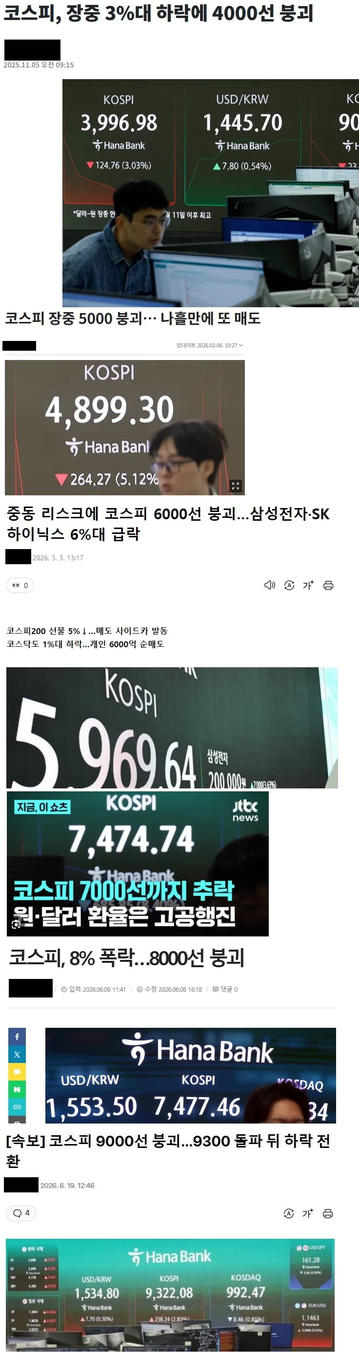 붕괴하는 코스피