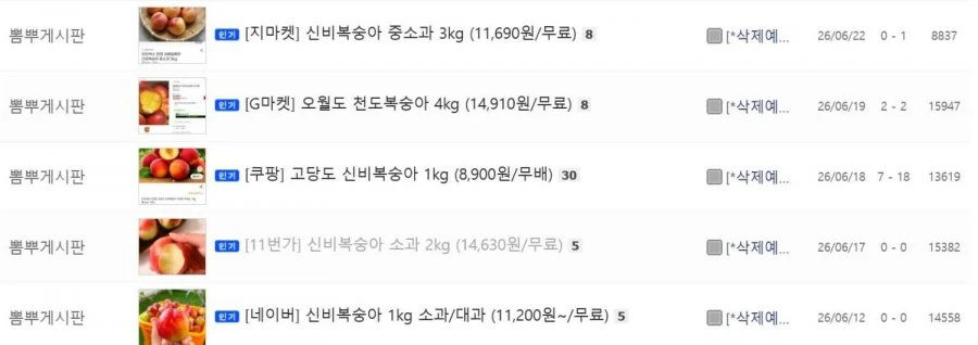 복숭아 사기 조심하세요..