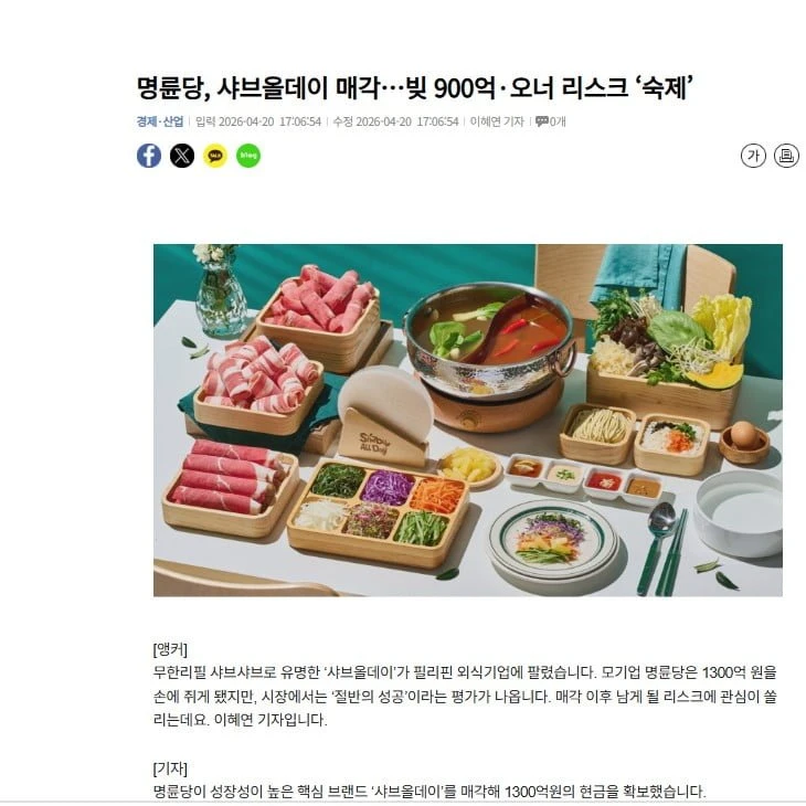 명륜당, 샤브올데이 매각