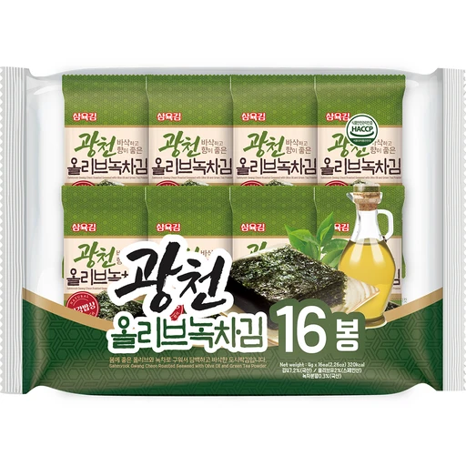 [ㅋㅍ]삼육김 광천 올리브 녹차 도시락김 16p, 4g, 16개( 6,900원, 25% 할인)