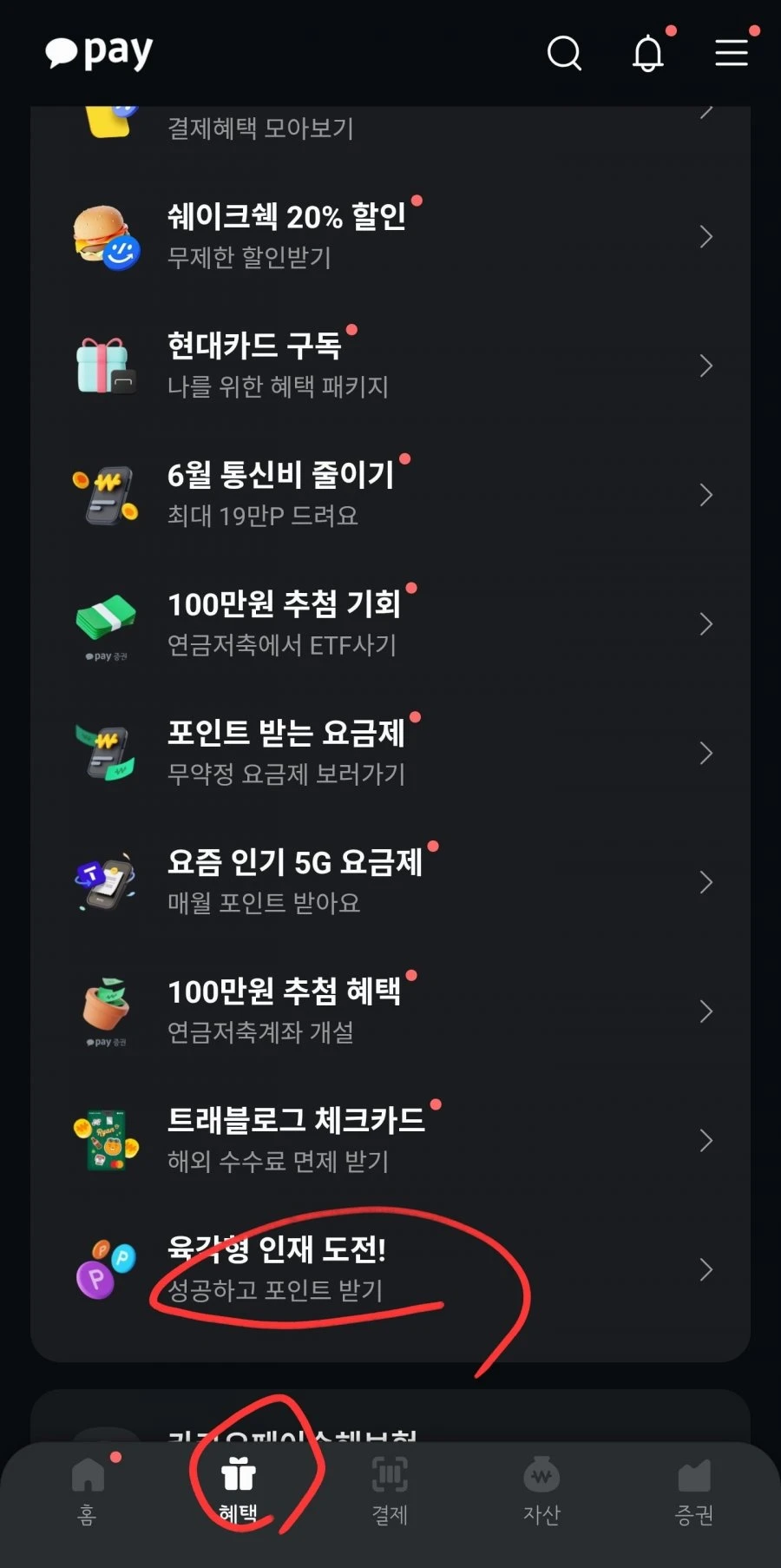 카카오페이 육각형 인재 2000P
