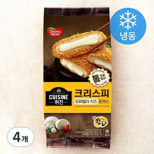 [ㅋㅍ]동원 퀴진 크리스피 돈까스 모짜렐라 치즈 (냉동), 450g, 4개( 20,960원, 37% 할인)