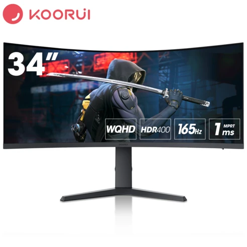 [ㅋㅍ]KOORUI 86.4cm 1000R 커브드 게이밍 모니터 2K WQHD+HDR/165Hz+MPRT 1ms /상하좌우조절+틸트가능+벽걸이지원 34E6UC블랙( 329,890원, 27% 할인)