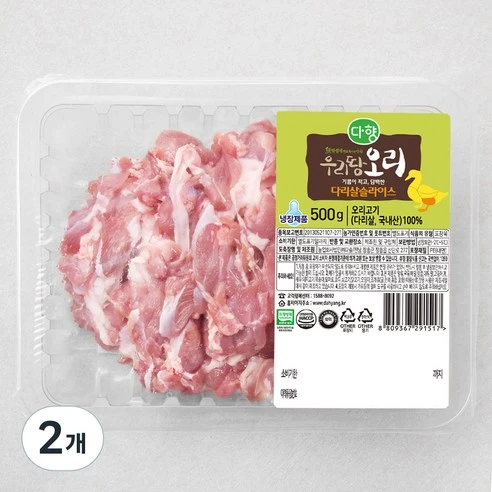 [ㅋㅍ]다향 무항생제 인증 우리땅 오리 다리살 슬라이스 (냉장), 500g, 2개, 500g × 2개( 11,370원, 46% 할인)