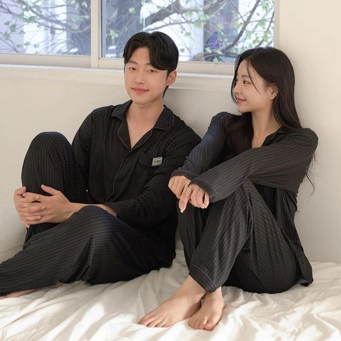[ㅋㅍ]어나더디 커플용 보들 피치스킨 피치기모 긴팔 잠옷 상하의 세트( 13,160원, 33% 할인)