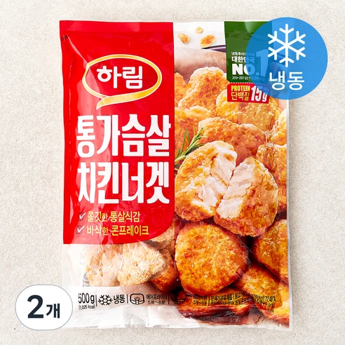 [ㅋㅍ]하림 통가슴살 치킨너겟 (냉동), 500g, 2개( 11,980원, 20% 할인)