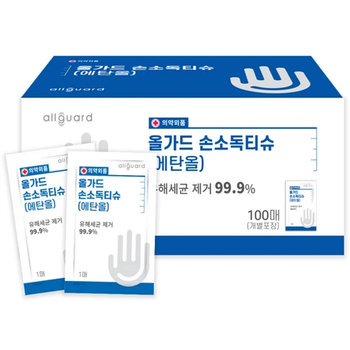 [ㅋㅍ]올가드 일회용 손소독티슈 낱개포장형, 100개입, 1개( 10,110원, 33% 할인)