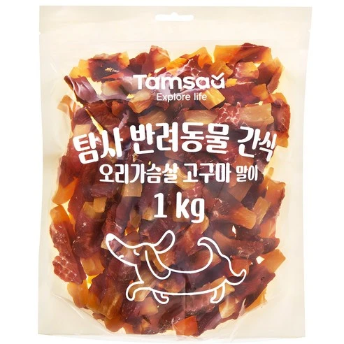 [ㅋㅍ]탐사 반려동물 간식 오리가슴살 고구마 말이, 1kg, 1개( 14,090원, 12% 할인)