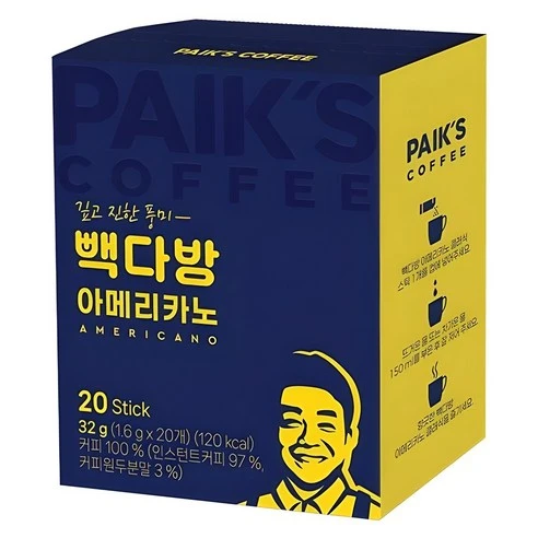 [ㅋㅍ]빽다방 아메리카노 스틱커피, 1.6g, 20개입, 1개( 4,500원, 64% 할인)