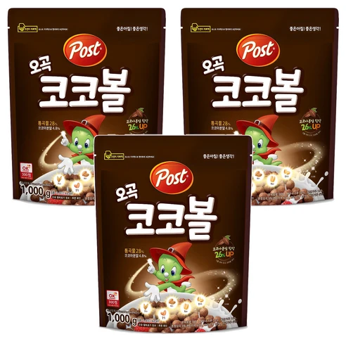 [ㅋㅍ]포스트 오곡 코코볼 시리얼, 1kg, 3개, 1kg × 3개( 19,170원, 19% 할인)