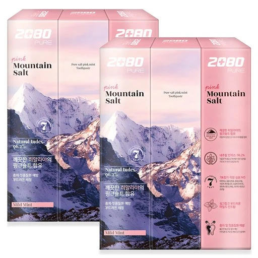 [ㅋㅍ]2080 퓨어치약 핑크마일드민트향, 150g, 6개( 5,770원, 32% 할인)
