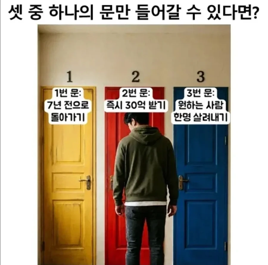 셋중 하나의 문만 들어갈수 있다면?