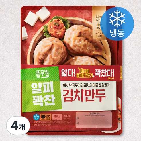 [ㅋㅍ]풀무원 얇은피 꽉찬속 김치만두 (냉동), 400g, 4개( 9,980원, 38% 할인)