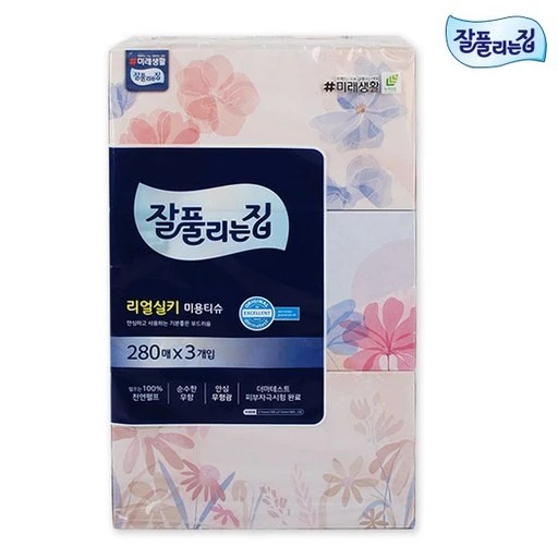 [ㅋㅍ]잘풀리는집 천연펄프 미용티슈 2겹, 280매입, 3개( 5,290원, 30% 할인)