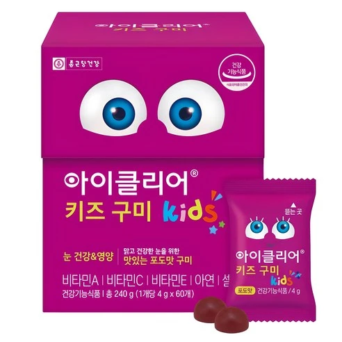 [ㅋㅍ]아이클리어 키즈 구미, 60정, 1개( 10,280원, 35% 할인)