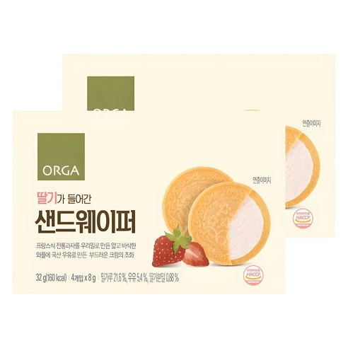 [ㅋㅍ]올가홀푸드 딸기가 들어간 샌드웨이퍼( 4,500원, 29% 할인)