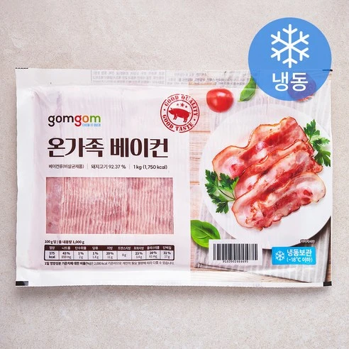 [ㅋㅍ]곰곰 온가족 베이컨 (냉동), 1kg, 1개, 1kg × 1개( 13,690원, 14% 할인)