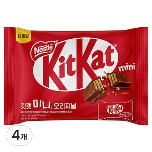 [ㅋㅍ]KitKat 미니 오리지널 초코바 33p, 297g, 4개, 297g × 4개( 28,600원, 25% 할인)