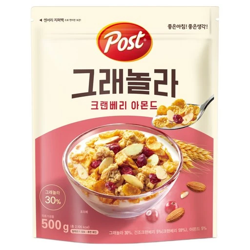 [ㅋㅍ]포스트 크랜베리 아몬드 그래놀라, 500g, 1개( 3,790원, 33% 할인)