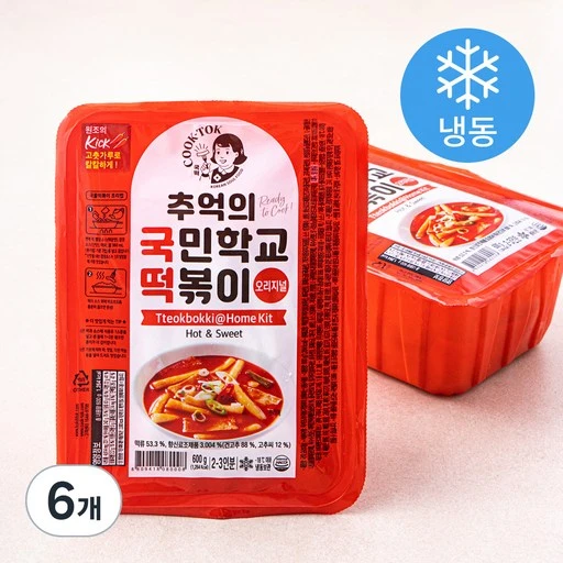 [ㅋㅍ]추억의국민학교떡볶이 오리지널 (냉동), 600g, 6개( 22,640원, 24% 할인)