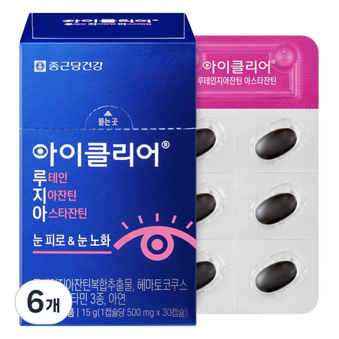 [ㅋㅍ]아이클리어 정품 루테인지아잔틴 아스타잔틴, 30정, 6개, 30정 × 6개( 52,270원, 11% 할인)