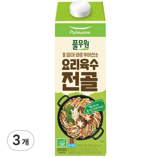 [ㅋㅍ]풀무원 요리육수 전골, 1L, 3개( 7,470원, 23% 할인)