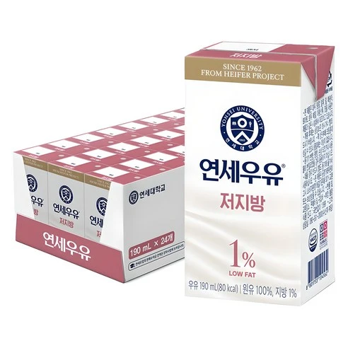 [ㅋㅍ]연세우유 저지방 멸균우유, 190ml, 24개, 190ml × 24개( 10,900원, 26% 할인)