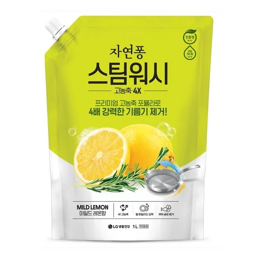 [ㅋㅍ]자연퐁 스팀워시 4X 주방세제 레몬향, 1L, 1개( 5,450원, 36% 할인)